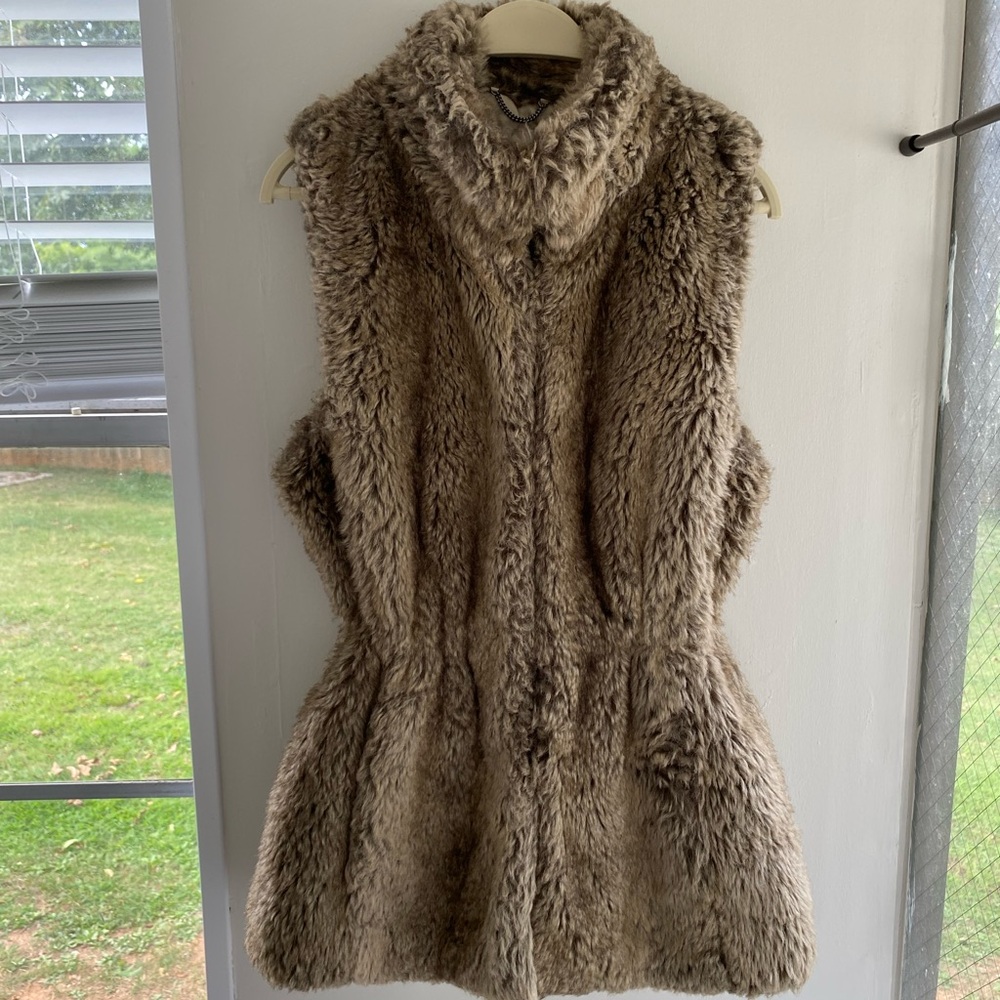 Banana Republic Faux Fur Vest - Brown/Tan